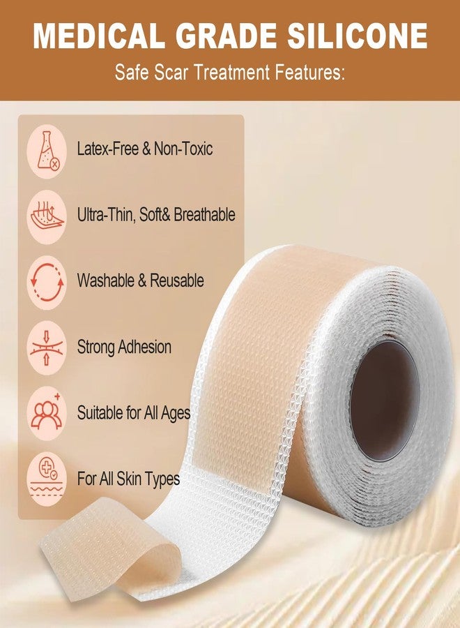 Jconly Silicone Scar Sheets for C-Section & Surgery - 2M Roll (1.6"x80") - Reusable & Hypoallergenic Scar Tape to Fade Scars from Acne, Burns, Keloid | Doctor Recommended - Image 2